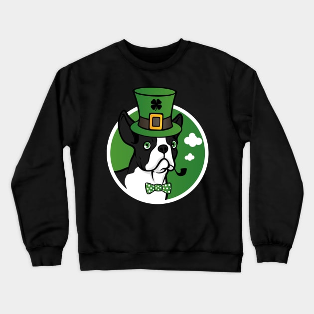 Leprechaun Boston Terrier Funny St. Patrick's Day Crewneck Sweatshirt by trendingoriginals
